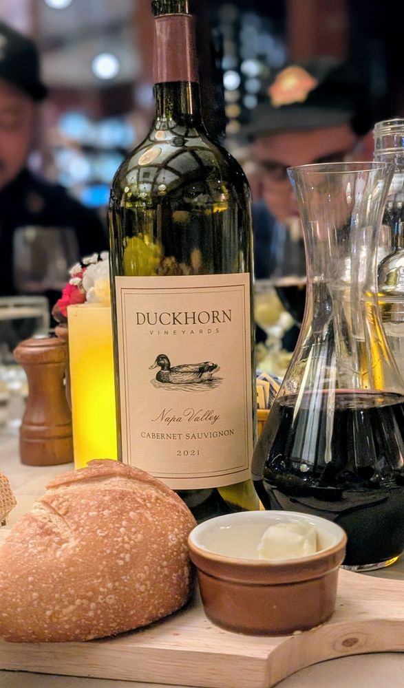 A magnum of cabernet in the dining room